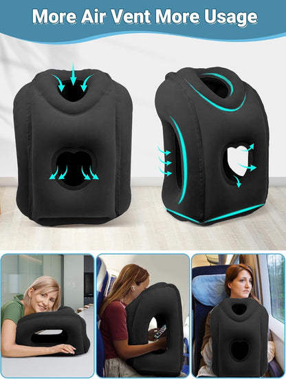 Inflatable Travel Pillow for Airplane Comfortable Sleeping, (Grey)
