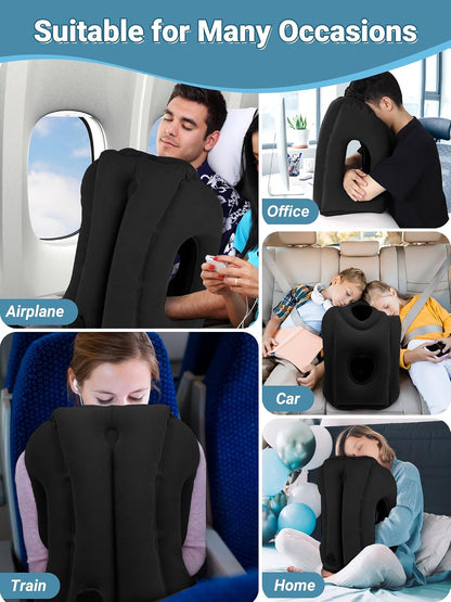 Inflatable Travel Pillow for Airplane Comfortable Sleeping, (Grey)