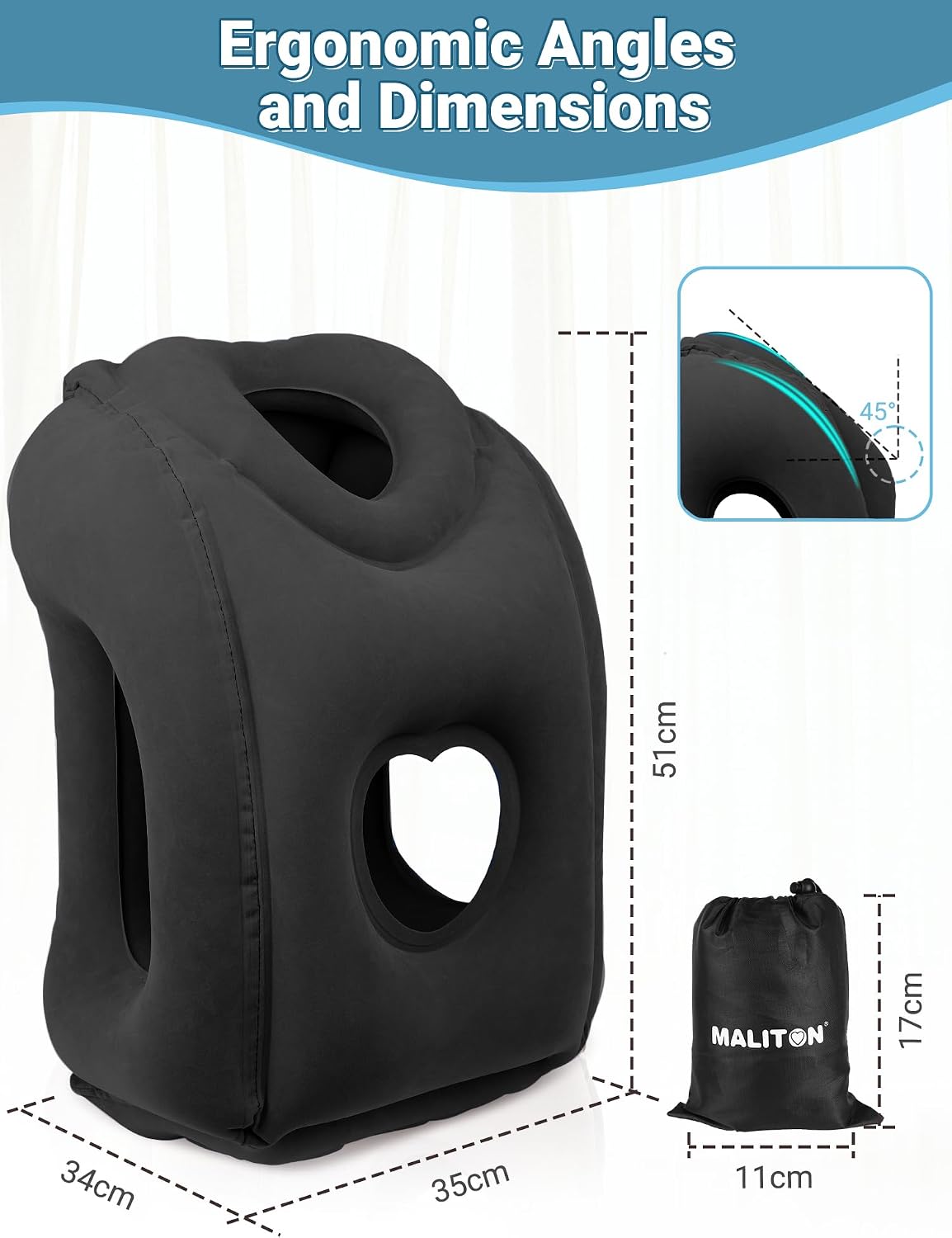 Inflatable Travel Pillow for Airplane Comfortable Sleeping, (Grey)