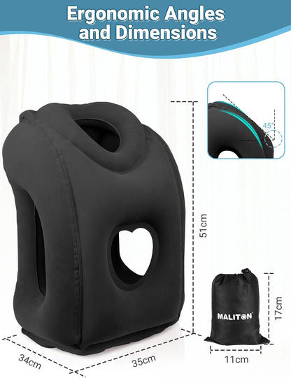 Inflatable Travel Pillow for Airplane Comfortable Sleeping, (Grey)