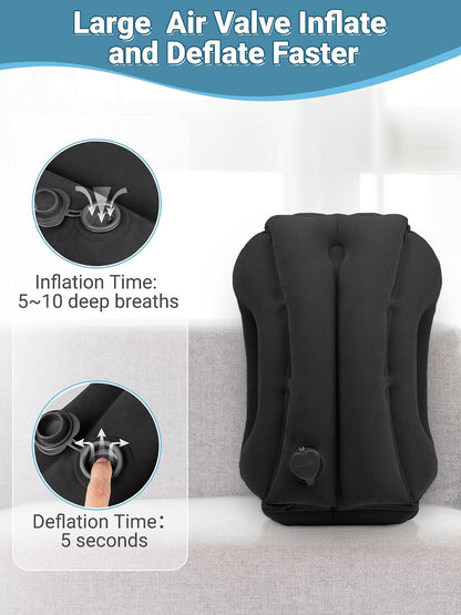 Inflatable Travel Pillow for Airplane Comfortable Sleeping, (Grey)