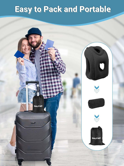 Inflatable Travel Pillow for Airplane Comfortable Sleeping, (Grey)