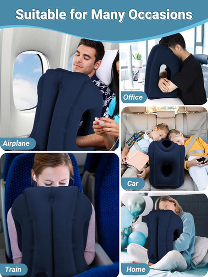 Inflatable Travel Pillow for Airplane Comfortable Sleeping, (Grey)