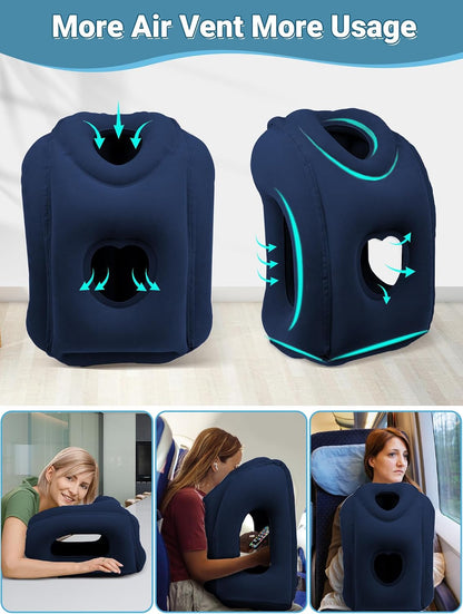Inflatable Travel Pillow for Airplane Comfortable Sleeping, (Grey)