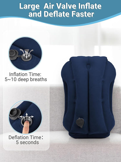 Inflatable Travel Pillow for Airplane Comfortable Sleeping, (Grey)