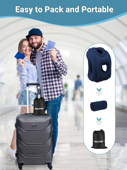 Inflatable Travel Pillow for Airplane Comfortable Sleeping, (Grey)