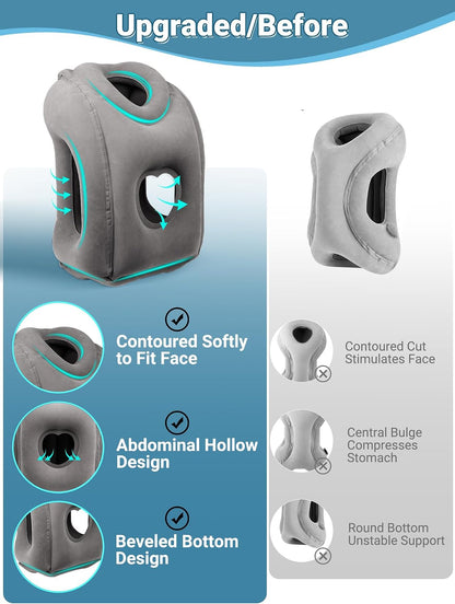 Inflatable Travel Pillow for Airplane Comfortable Sleeping, (Grey)
