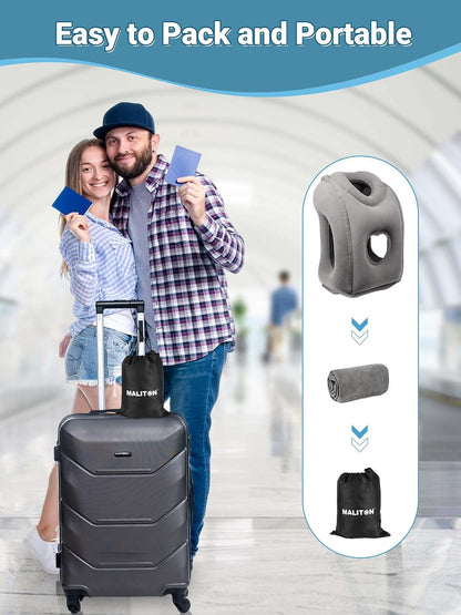 Inflatable Travel Pillow for Airplane Comfortable Sleeping, (Grey)