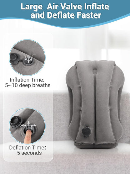 Inflatable Travel Pillow for Airplane Comfortable Sleeping, (Grey)