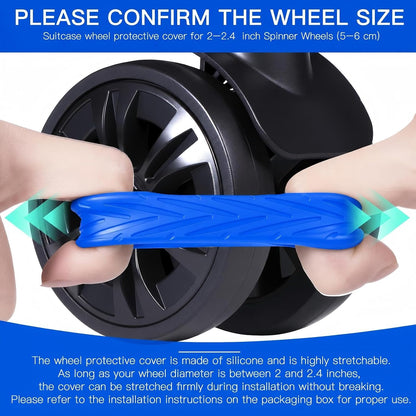 24PCS Luggage Wheel Covers for Spinner Wheels, Silicone Suitcase Wheel Protectors, Wear-Resistant & Anti-Noise, Fits 2–2.4 Inch Wheels (Black)