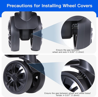 24PCS Luggage Wheel Covers for Spinner Wheels, Silicone Suitcase Wheel Protectors, Wear-Resistant & Anti-Noise, Fits 2–2.4 Inch Wheels (Black)