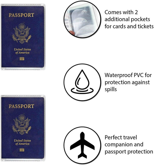 unisex-adult Waterproof Clear Passport Cover Plastic Passport Protector Vinyl ID Card Protector Case Holder Travel Pack of 6