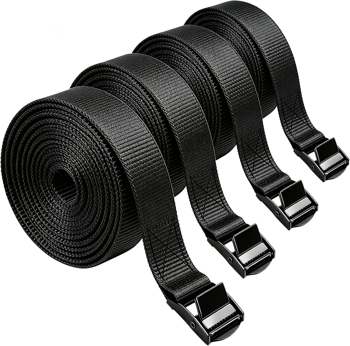 Lashing Straps with Buckles, 4Pack, 1 Inch × 5 Feet, Cargo Tie-Down Strap