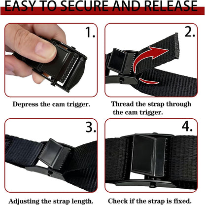 Lashing Straps with Buckles, 4Pack, 1 Inch × 5 Feet, Cargo Tie-Down Strap