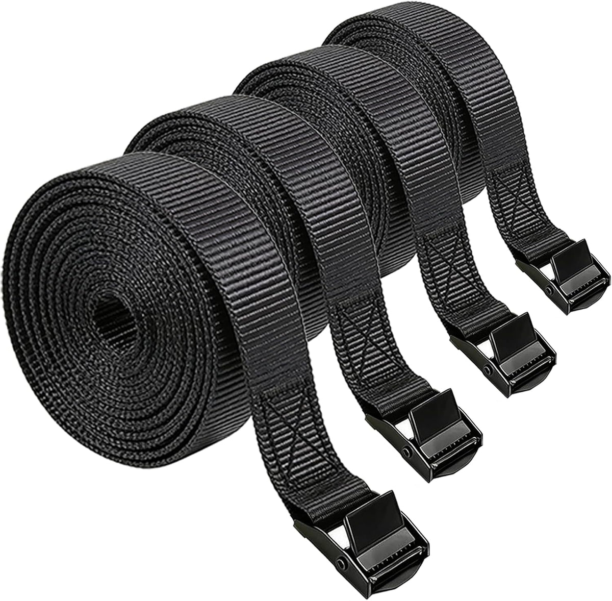 Lashing Straps with Buckles, 4Pack, 1 Inch × 5 Feet, Cargo Tie-Down Strap