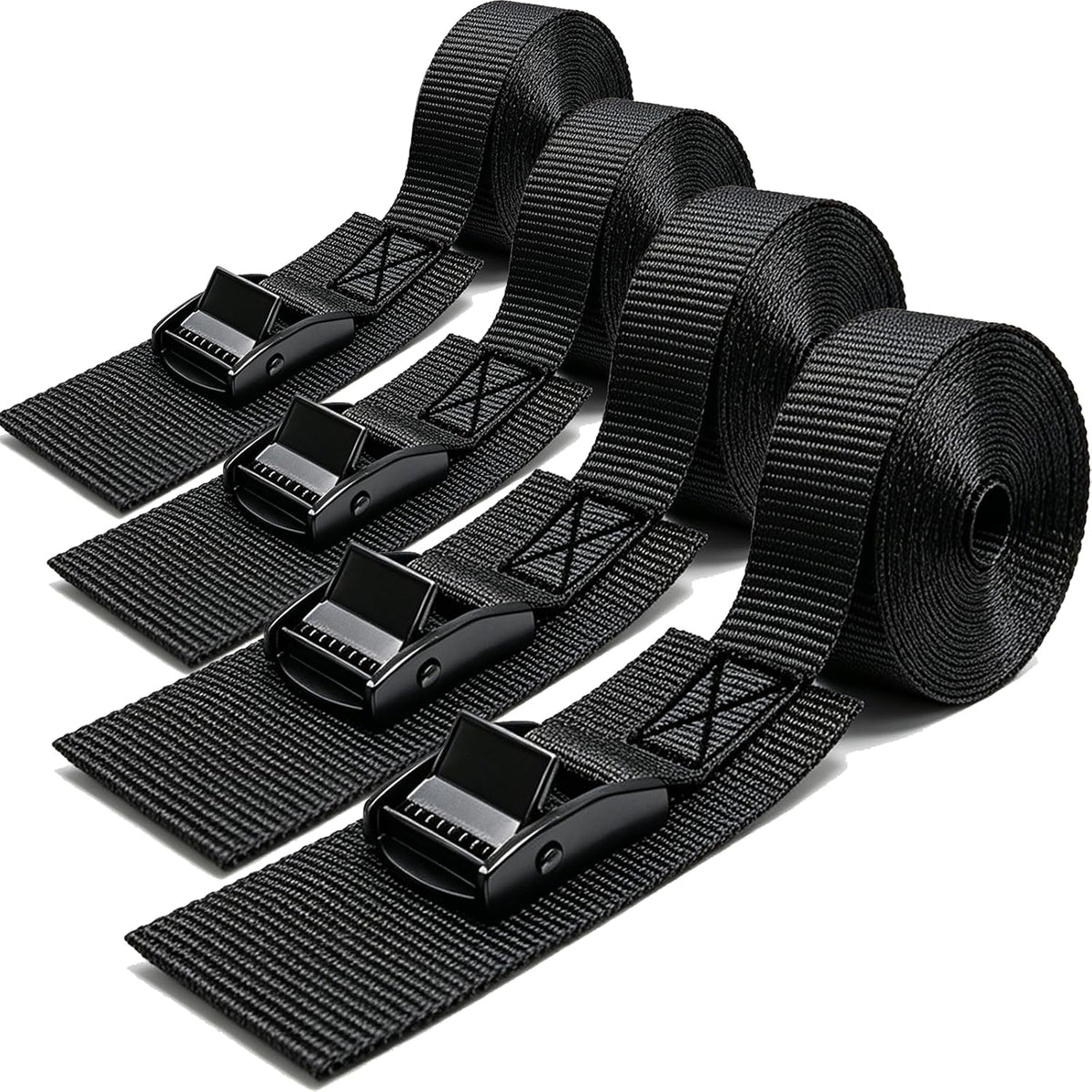 Lashing Straps with Buckles, 4Pack, 1 Inch × 5 Feet, Cargo Tie-Down Strap