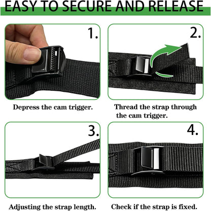 Lashing Straps with Buckles, 4Pack, 1 Inch × 5 Feet, Cargo Tie-Down Strap