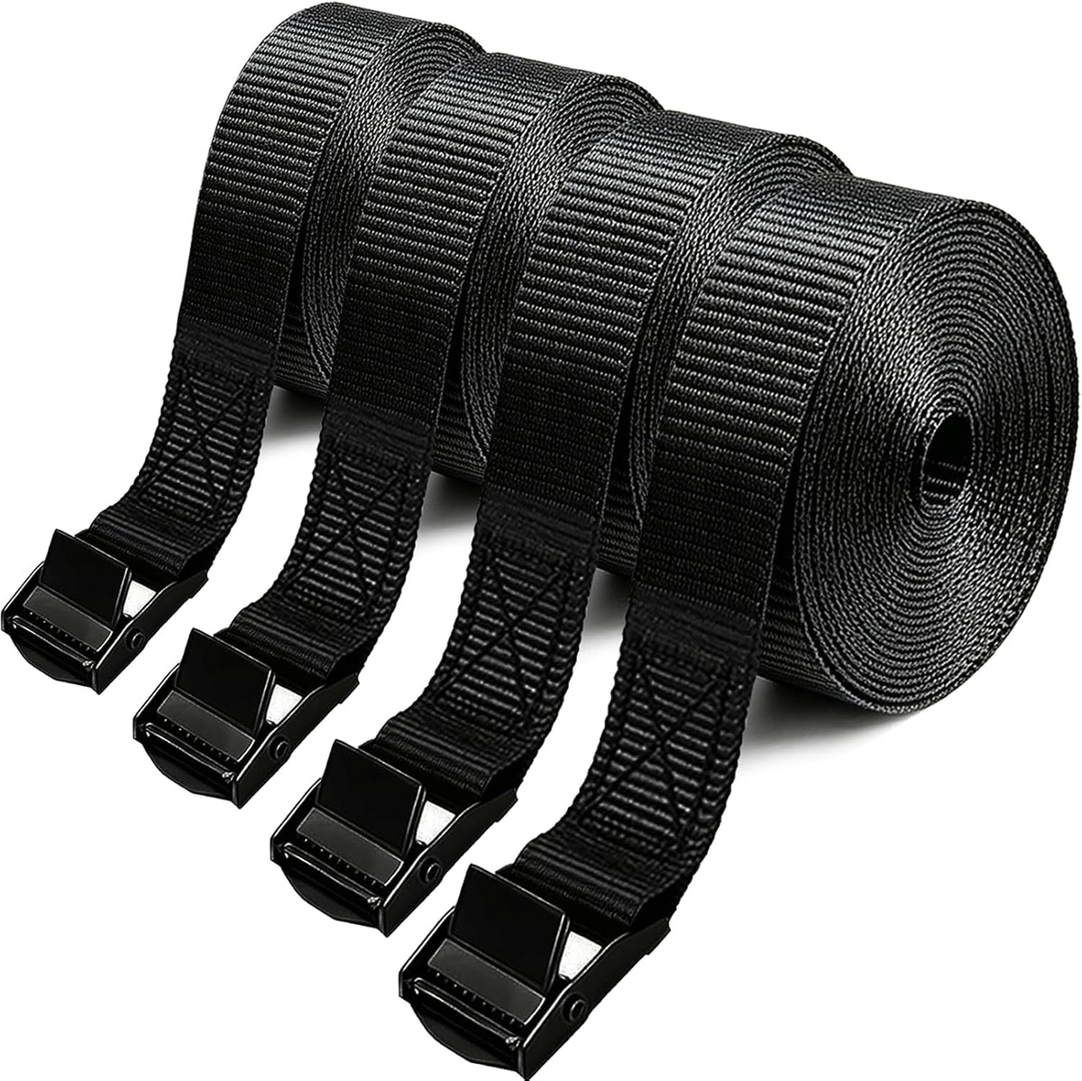 Lashing Straps with Buckles, 4Pack, 1 Inch × 5 Feet, Cargo Tie-Down Strap