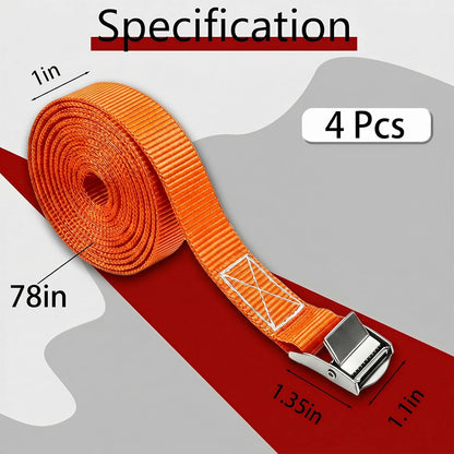 Lashing Straps with Buckles, 4Pack, 1 Inch × 5 Feet, Cargo Tie-Down Strap