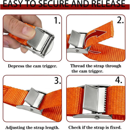 Lashing Straps with Buckles, 4Pack, 1 Inch × 5 Feet, Cargo Tie-Down Strap