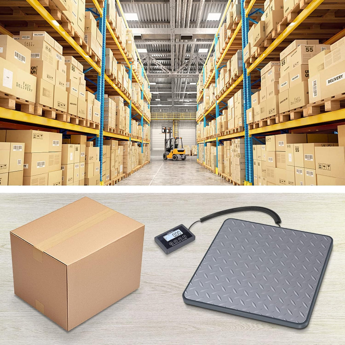 Shipping Scale, 440 lb x 1 oz Digital Postal Scale, Hold & Tare
