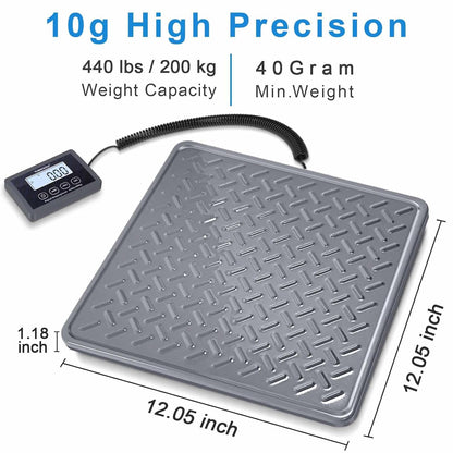 Shipping Scale, 440 lb x 1 oz Digital Postal Scale, Hold & Tare