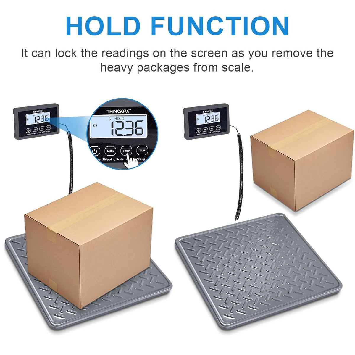 Shipping Scale, 440 lb x 1 oz Digital Postal Scale, Hold & Tare