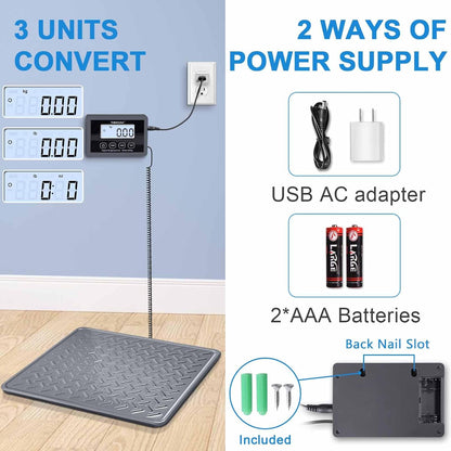 Shipping Scale, 440 lb x 1 oz Digital Postal Scale, Hold & Tare