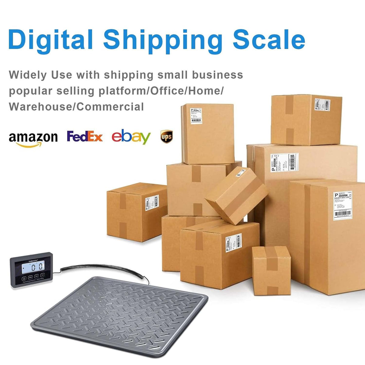 Shipping Scale, 440 lb x 1 oz Digital Postal Scale, Hold & Tare