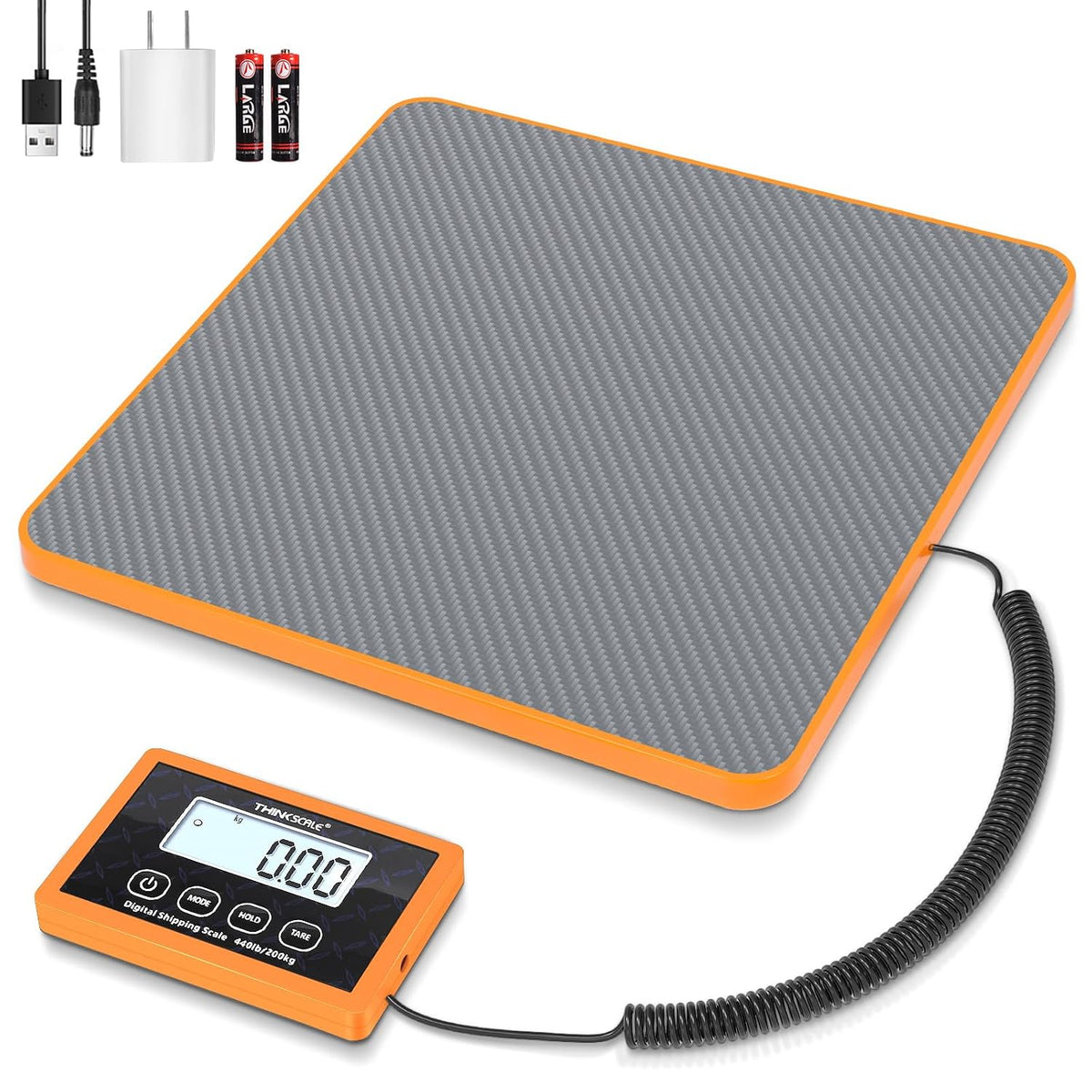 Shipping Scale, 440 lb x 1 oz Digital Postal Scale, Hold & Tare