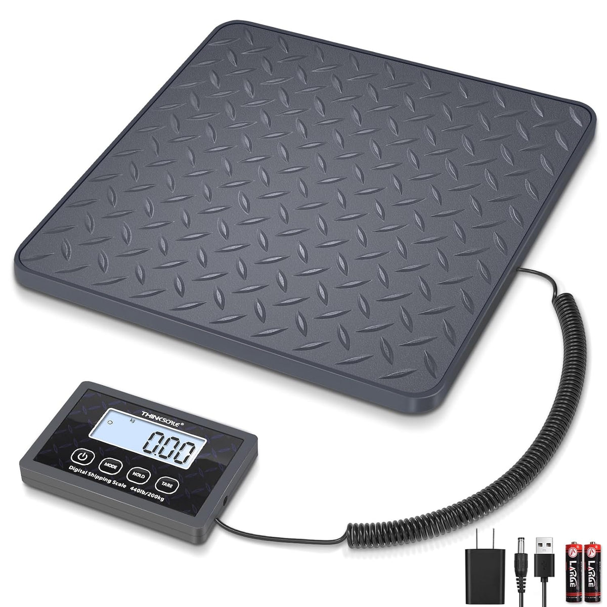 Shipping Scale, 440 lb x 1 oz Digital Postal Scale, Hold & Tare