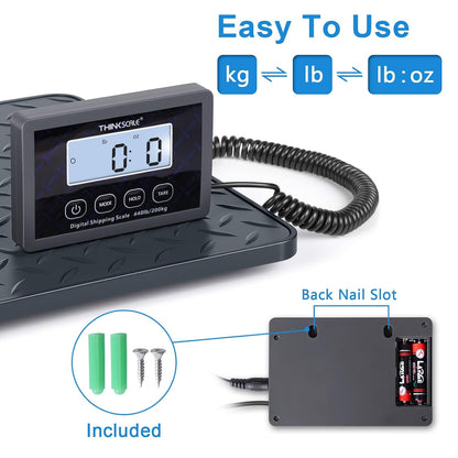 Shipping Scale, 440 lb x 1 oz Digital Postal Scale, Hold & Tare