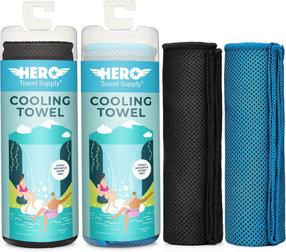 Hero Cooling Towels for Neck & Face (2 Pack), Microfiber Towels for Travel