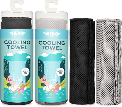Hero Cooling Towels for Neck & Face (2 Pack), Microfiber Towels for Travel
