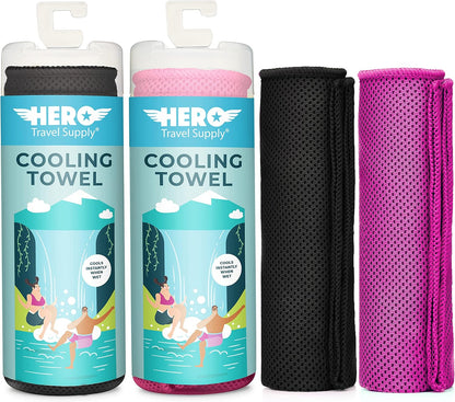 Hero Cooling Towels for Neck & Face (2 Pack), Microfiber Towels for Travel