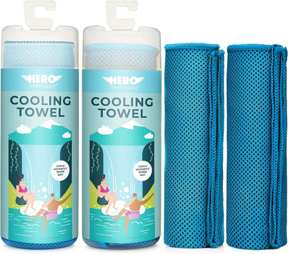 Hero Cooling Towels for Neck & Face (2 Pack), Microfiber Towels for Travel