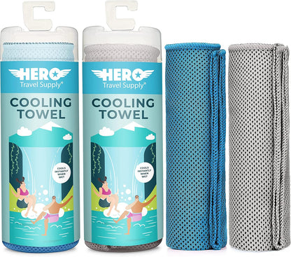 Hero Cooling Towels for Neck & Face (2 Pack), Microfiber Towels for Travel