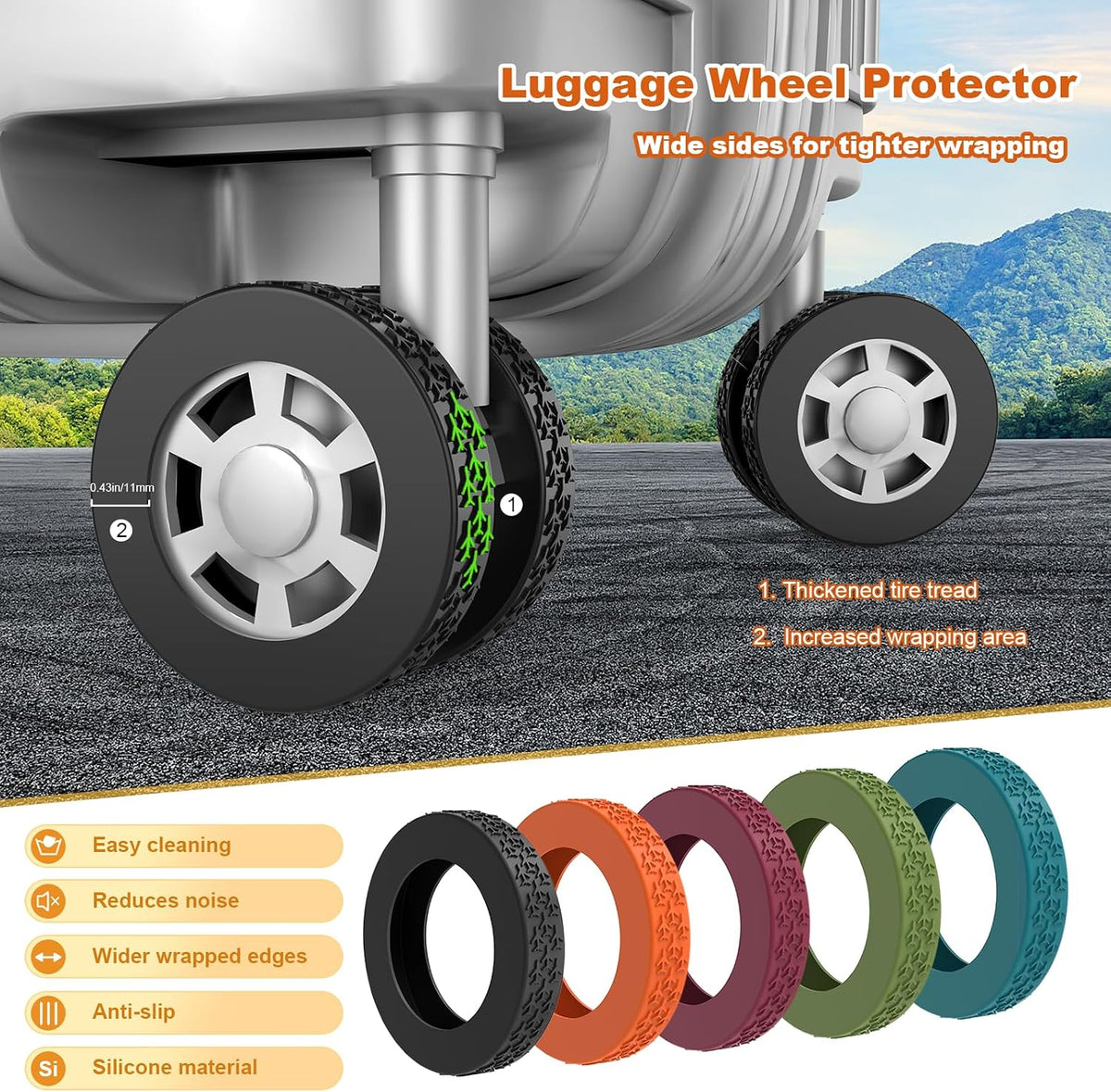 8 Pack Luggage Wheel Covers for 2-2.4" Luggage Wheel Protectors,Black
