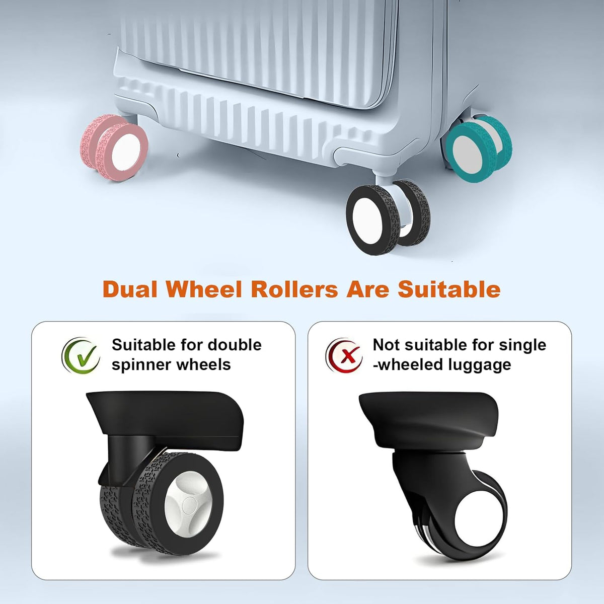 8 Pack Luggage Wheel Covers for 2-2.4" Luggage Wheel Protectors,Black