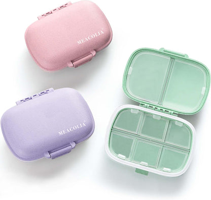 3 Pack Travel Pill Organizer, 8 Compartments Pill Box