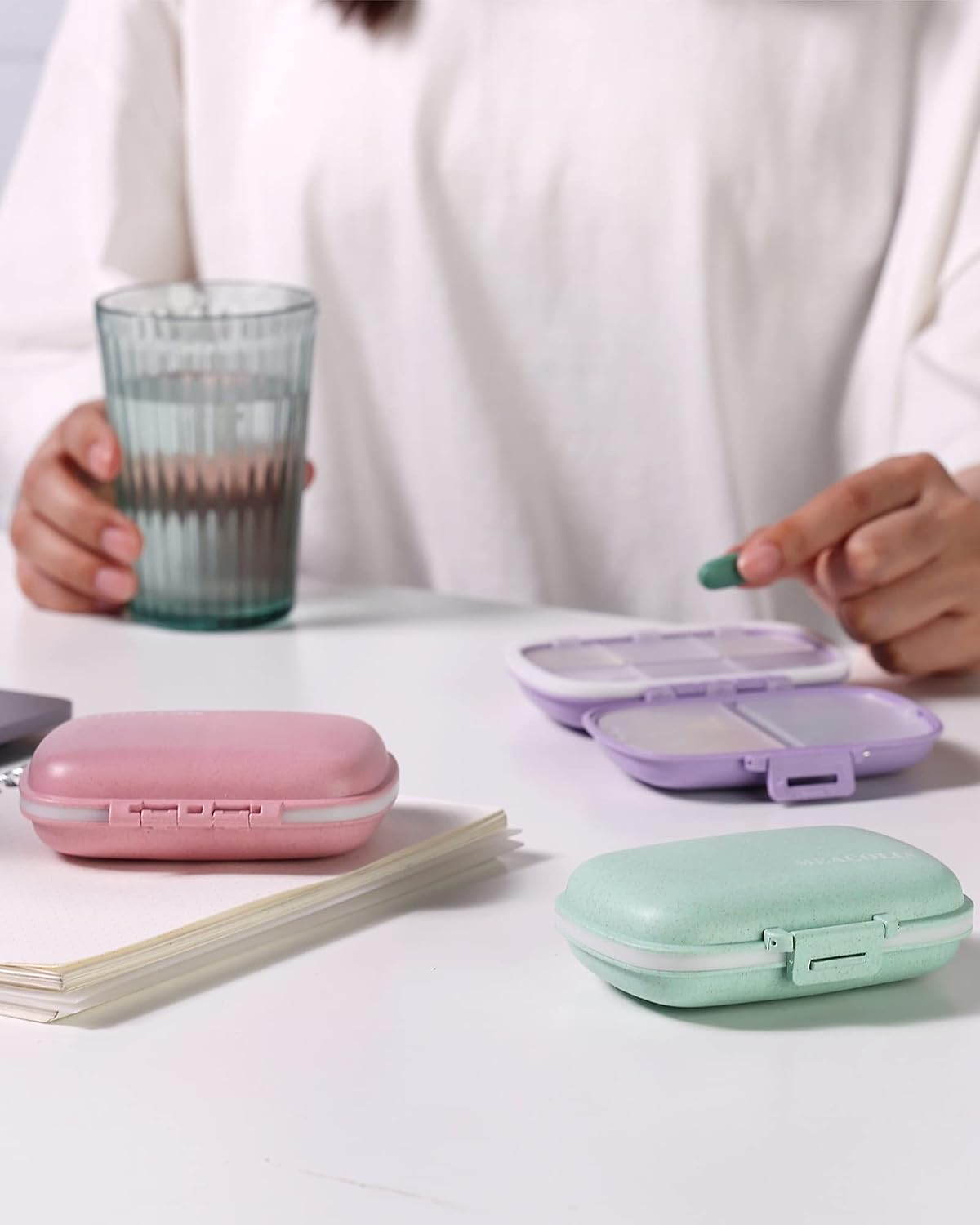 3 Pack Travel Pill Organizer, 8 Compartments Pill Box