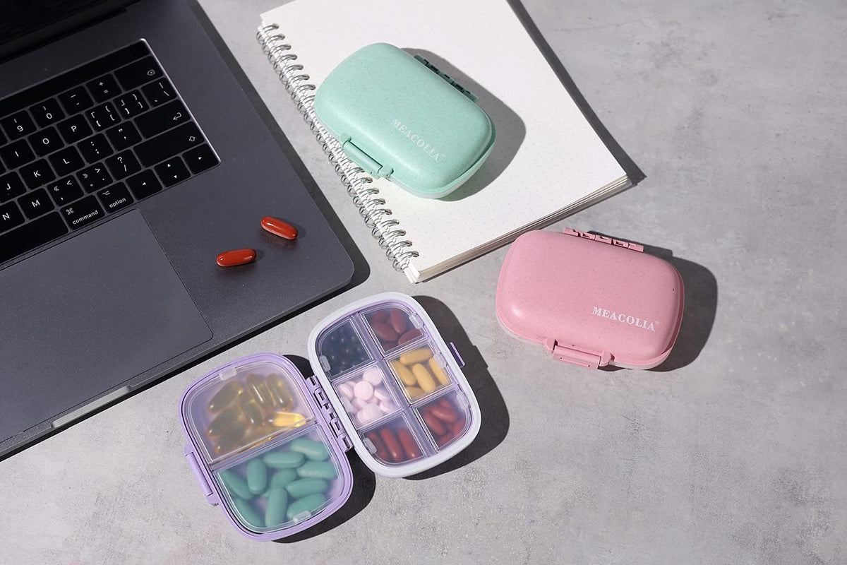 3 Pack Travel Pill Organizer, 8 Compartments Pill Box
