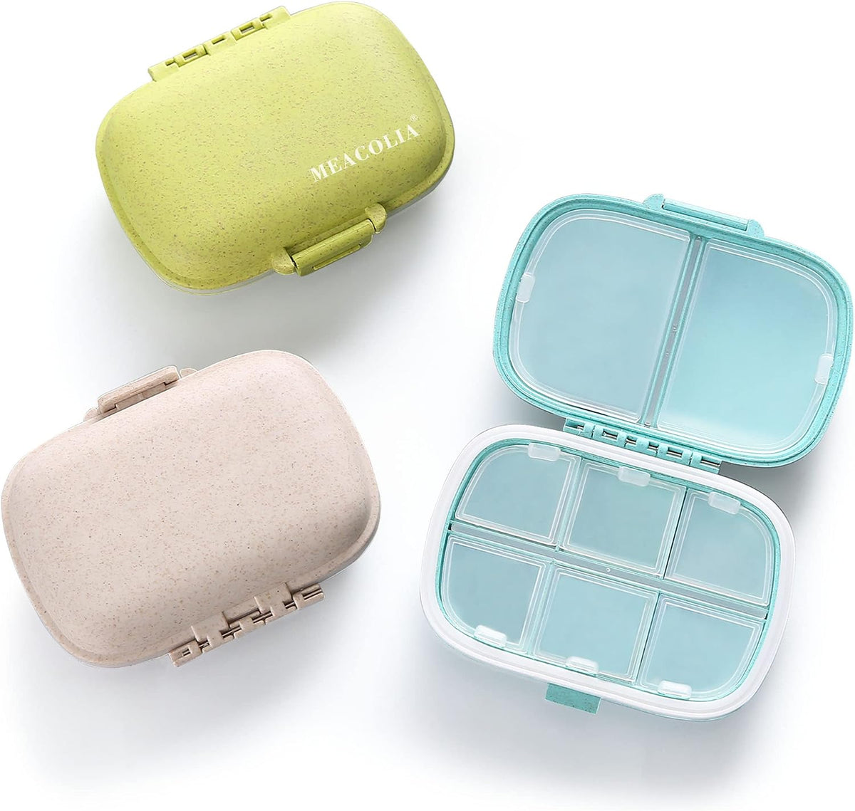 3 Pack Travel Pill Organizer, 8 Compartments Pill Box
