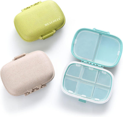 3 Pack Travel Pill Organizer, 8 Compartments Pill Box