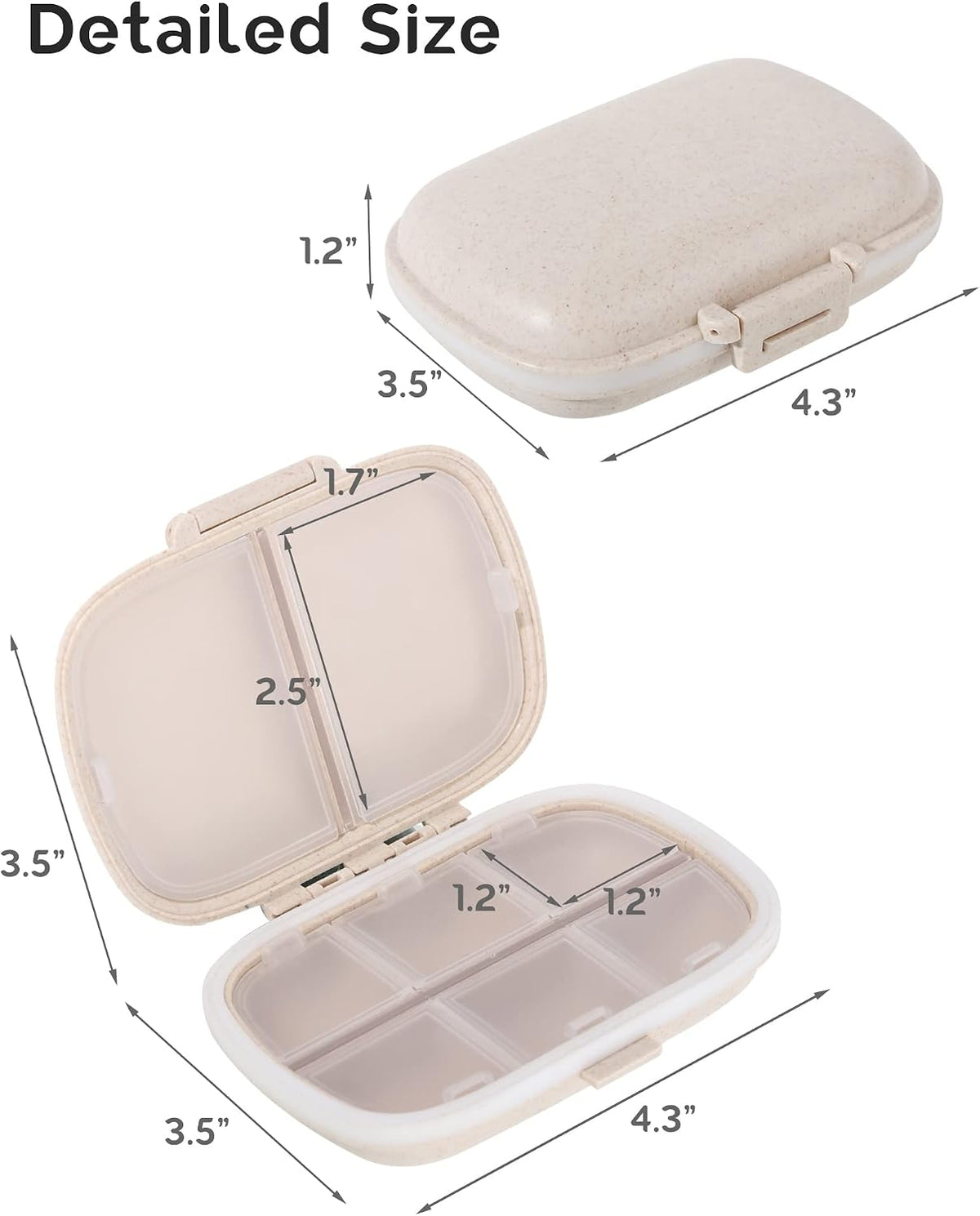 3 Pack Travel Pill Organizer, 8 Compartments Pill Box