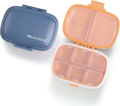 3 Pack Travel Pill Organizer, 8 Compartments Pill Box
