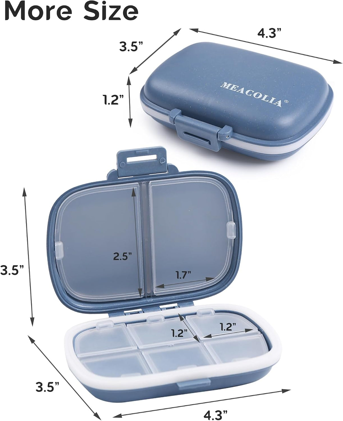 3 Pack Travel Pill Organizer, 8 Compartments Pill Box