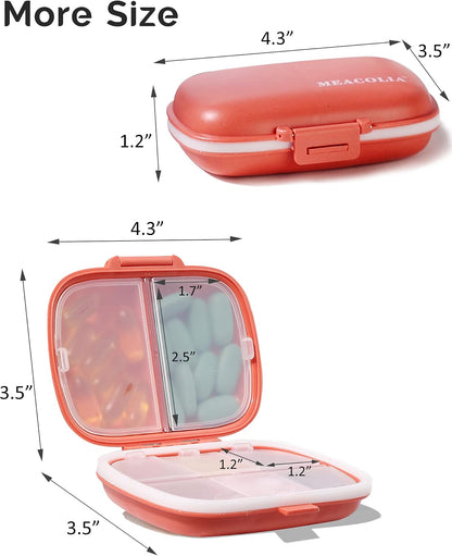 3 Pack Travel Pill Organizer, 8 Compartments Pill Box
