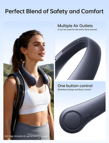 JISULIFE Portable Neck Fan, Hands Free Bladeless Fan, 5 Speeds, 4000 mAh