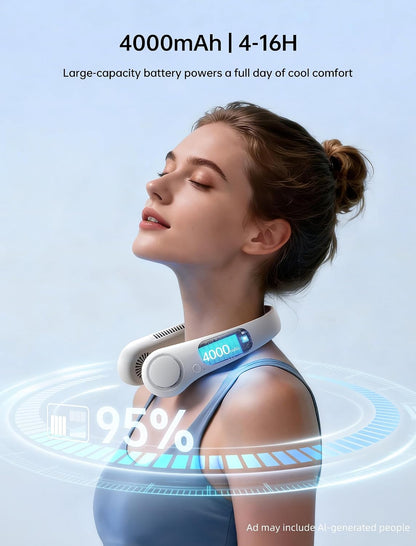JISULIFE Portable Neck Fan, Hands Free Bladeless Fan, 5 Speeds, 4000 mAh